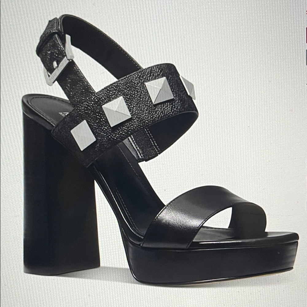 Michael Kors Wren Platform dress sandal with studs, black logo